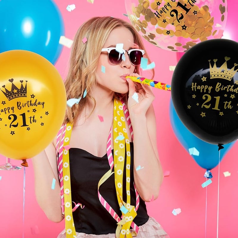 15pcs Confetti Latex Balloons Crown Print Pastel Theme Birthday Party Decorations - Image 3